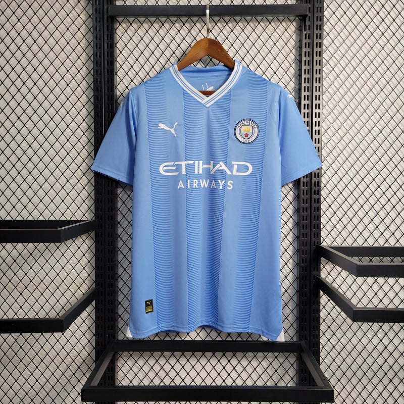 Camisa Manchester City Home 23/24 s/n° Torcedor Puma Masculina - Azul Claro+Branco