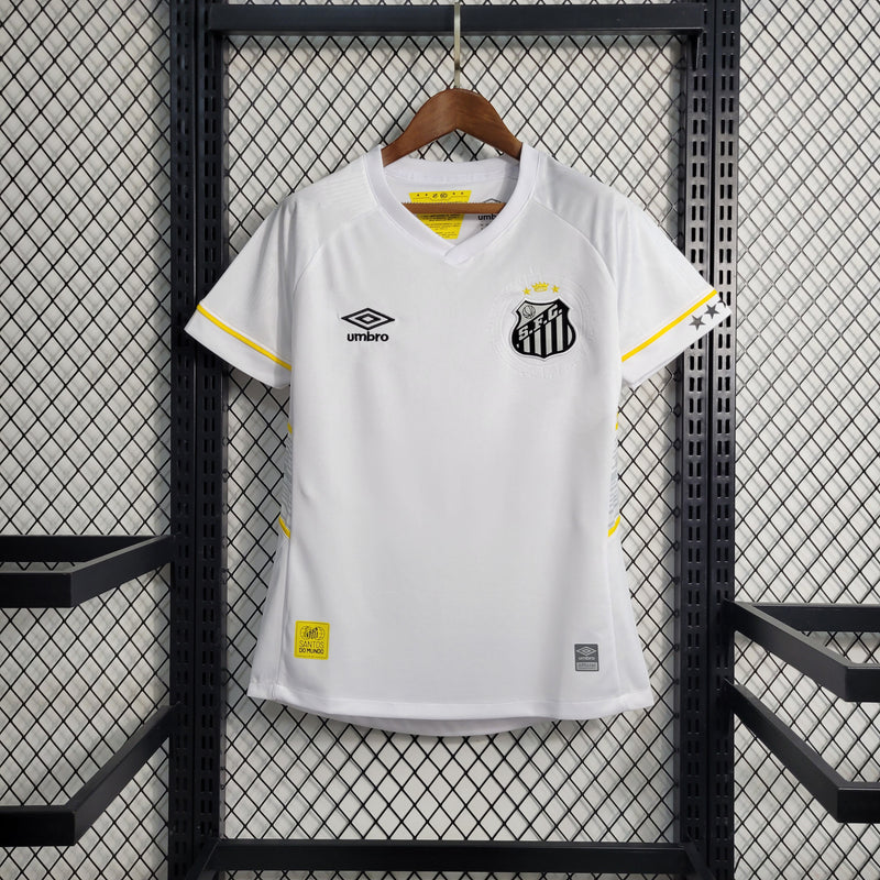 Camisa Santos I 23/24 s/n° Torcedor Umbro Feminina - Branco+Amarelo