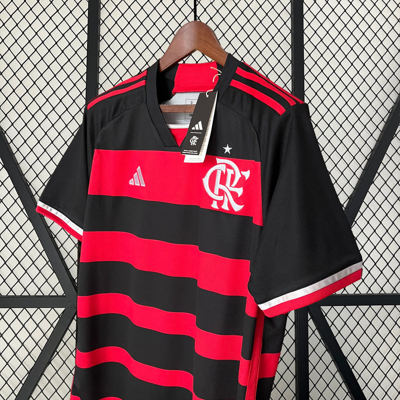 Camisa Flamengo I 24/25 s/n° Torcedor Adidas Masculina - Vermelho+Preto