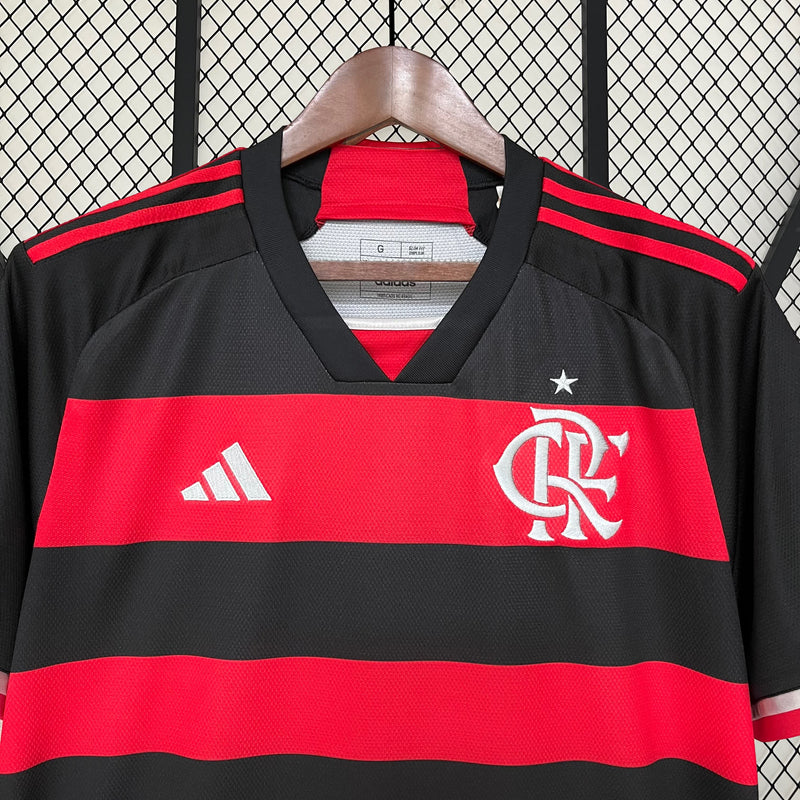 Camisa Flamengo I 24/25 s/n° Torcedor Adidas Masculina - Vermelho+Preto