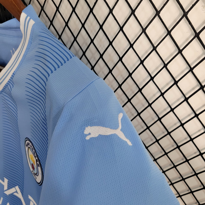 Camisa Manchester City Home 23/24 s/n° Torcedor Puma Masculina - Azul Claro+Branco