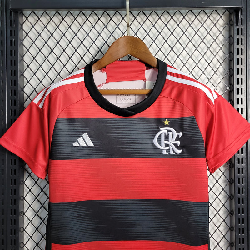 Camisa Flamengo I 23/24 s/n° Torcedor Adidas Feminina - Vermelho+Preto