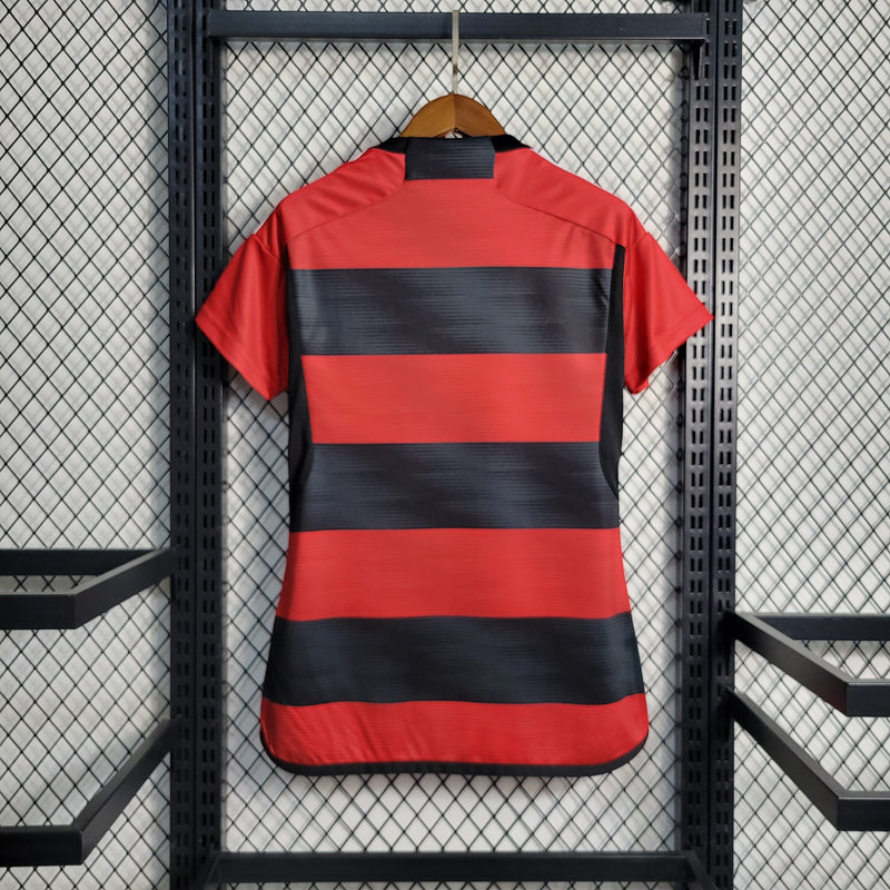 Camisa Flamengo I 23/24 s/n° Torcedor Adidas Feminina - Vermelho+Preto