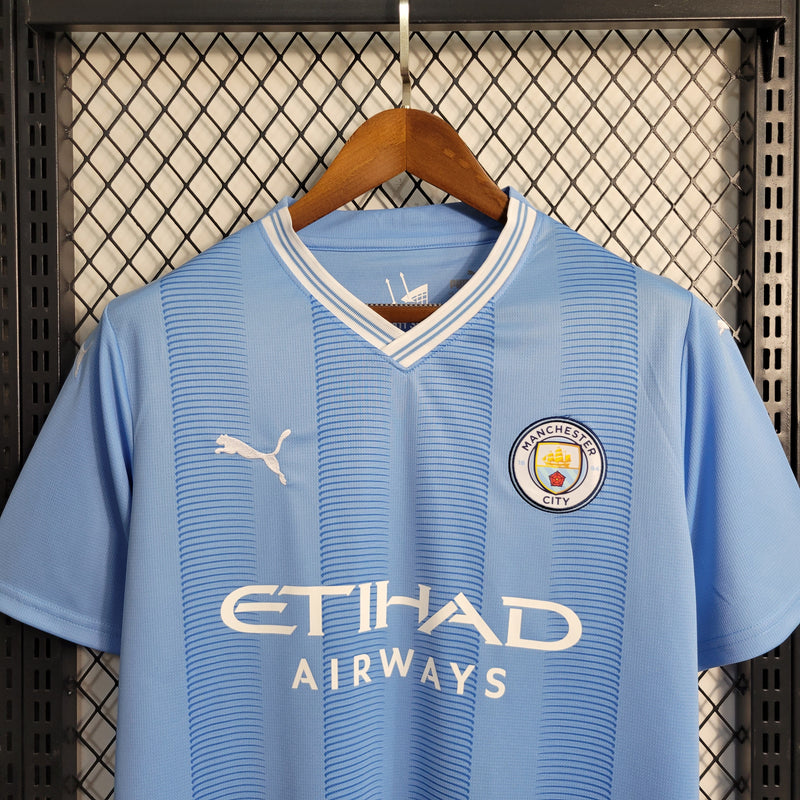 Camisa Manchester City Home 23/24 s/n° Torcedor Puma Masculina - Azul Claro+Branco