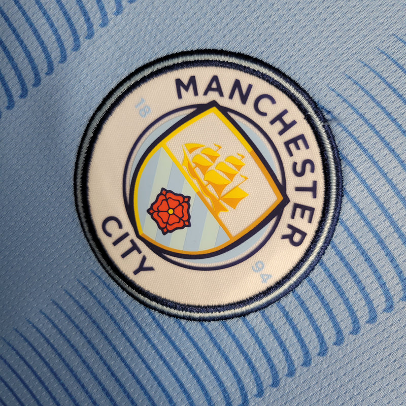 Camisa Manchester City Home 23/24 s/n° Torcedor Puma Masculina - Azul Claro+Branco