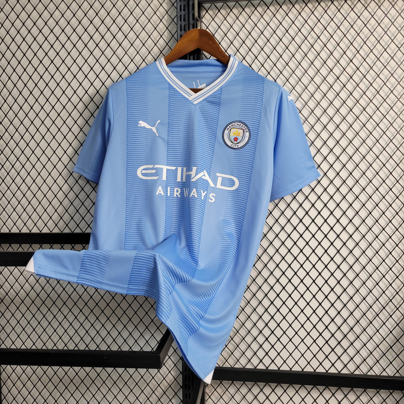 Camisa Manchester City Home 23/24 s/n° Torcedor Puma Masculina - Azul Claro+Branco