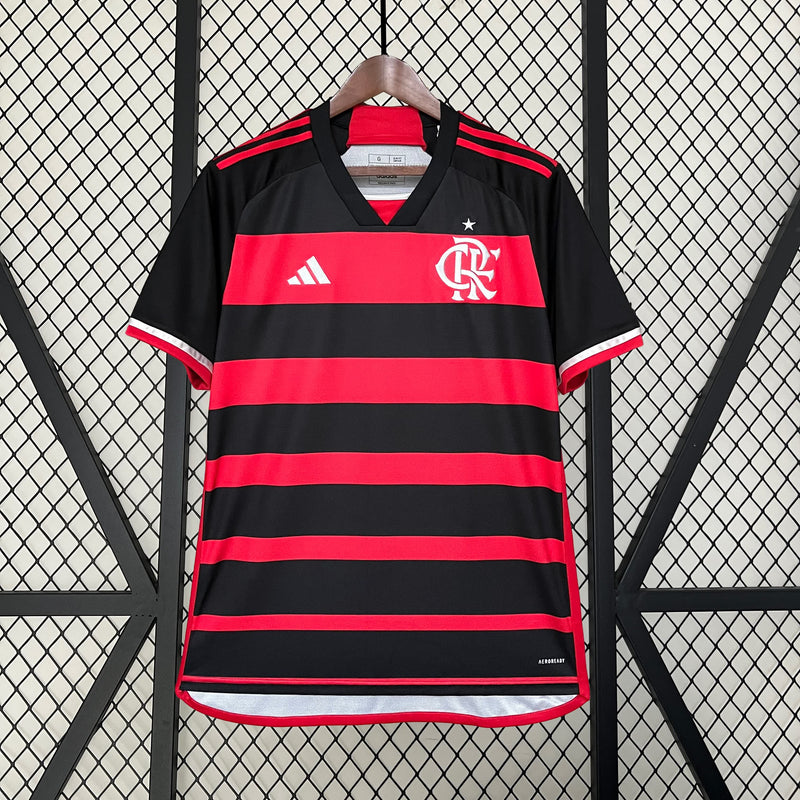 Camisa Flamengo I 24/25 s/n° Torcedor Adidas Masculina - Vermelho+Preto