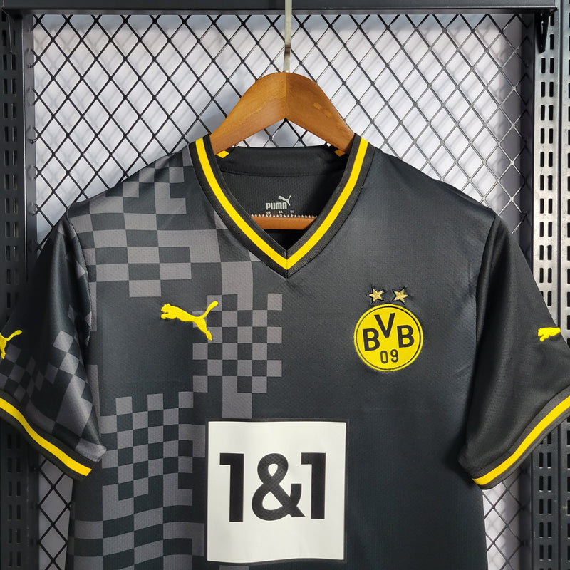 Camisa Borussia Dortmund Away 22/23 s/n° Torcedor Masculina - Preto+Grafite