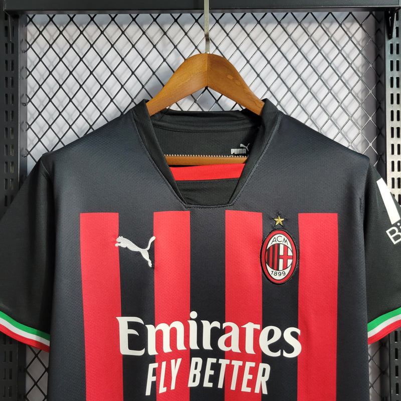 Camisa Milan Home 22/23 s/n° Torcedor Masculina - Preto+Vermelho