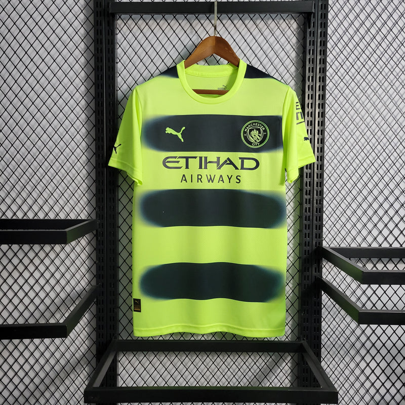 Camisa Manchester City III 22/23 s/n° Puma Masculina - Preto+Verde Limão