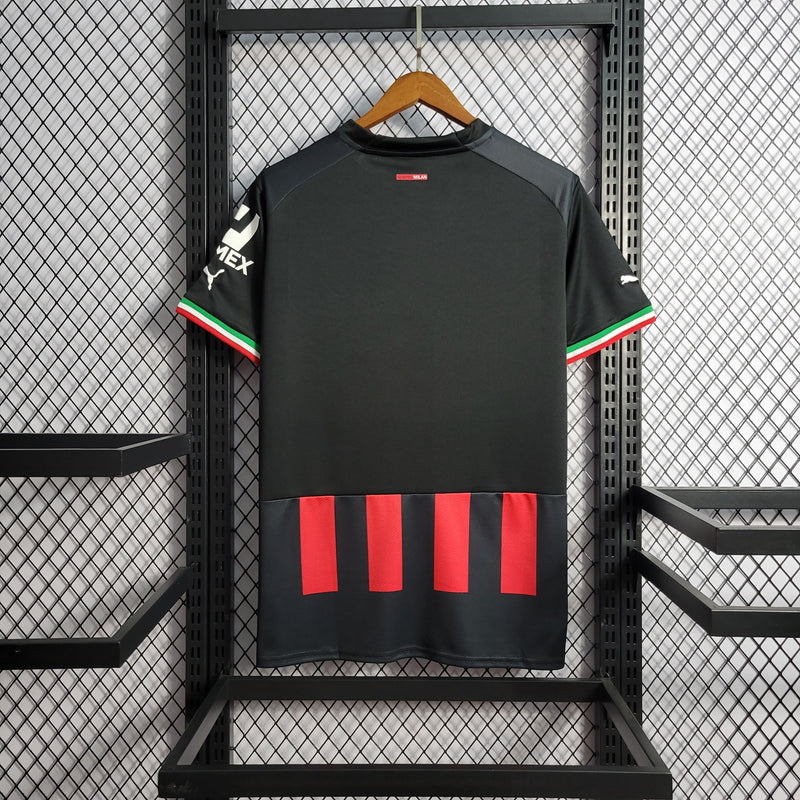 Camisa Milan Home 22/23 s/n° Torcedor Masculina - Preto+Vermelho