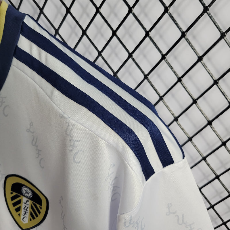 Camisa Leeds United Home 22/23 s/n° c/ Patrocínio Torcedor Adidas Masculina - Branco+Azul Royal