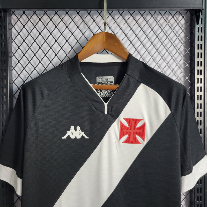 Camisa Vasco da Gama I 22/23 Kappa Torcedor Masculina - Preto+Branco