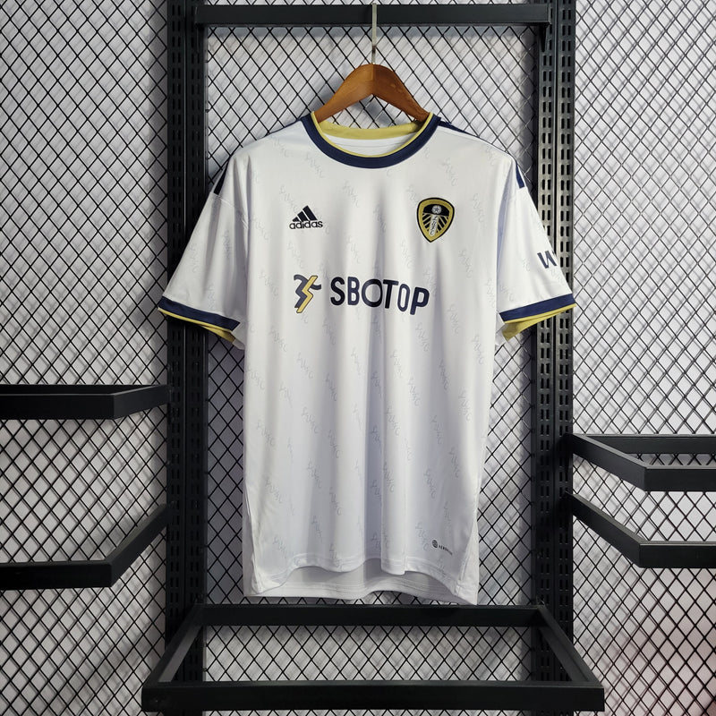 Camisa Leeds United Home 22/23 s/n° c/ Patrocínio Torcedor Adidas Masculina - Branco+Azul Royal