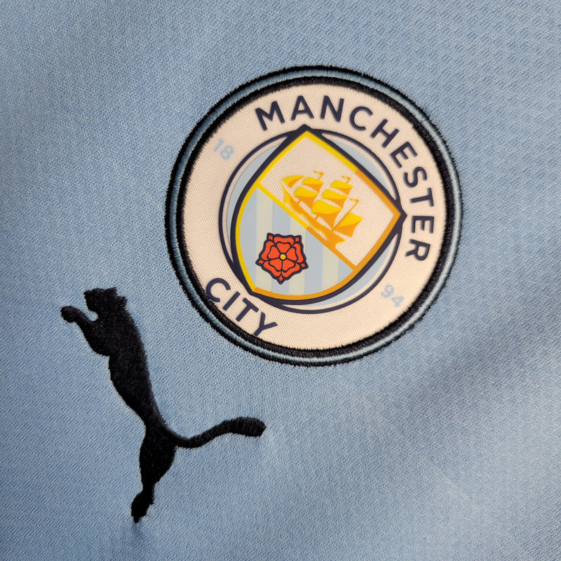 Camisa Manchester City Home 22/23 s/n° Torcedor Puma Masculina - Azul+Vermelho