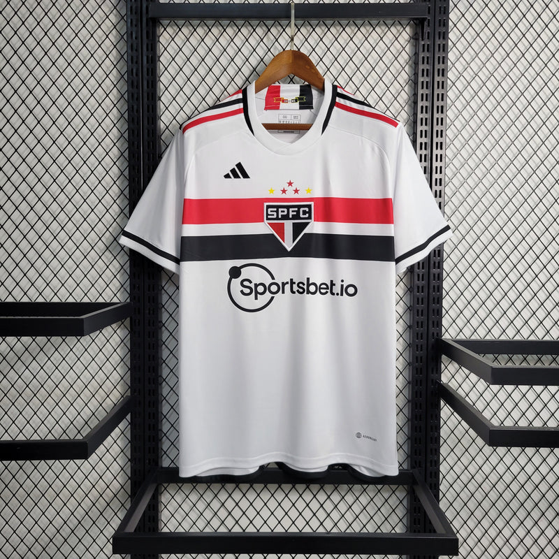 Camisa São Paulo I 23/24 s/n° Torcedor Adidas Masculina - Branco+Vermelho