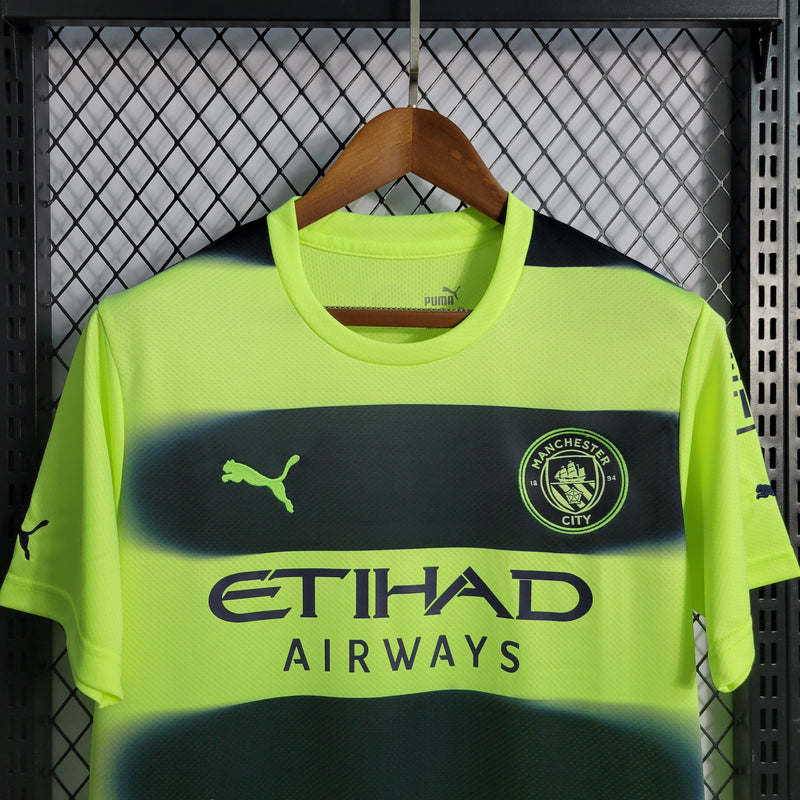 Camisa Manchester City III 22/23 s/n° Puma Masculina - Preto+Verde Limão