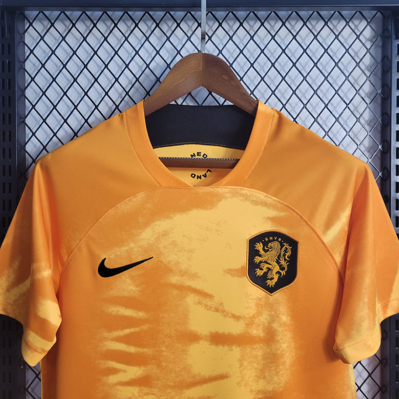 Camisa Nike Holanda I 2022/23 Torcedor Pro Masculina - Laranja