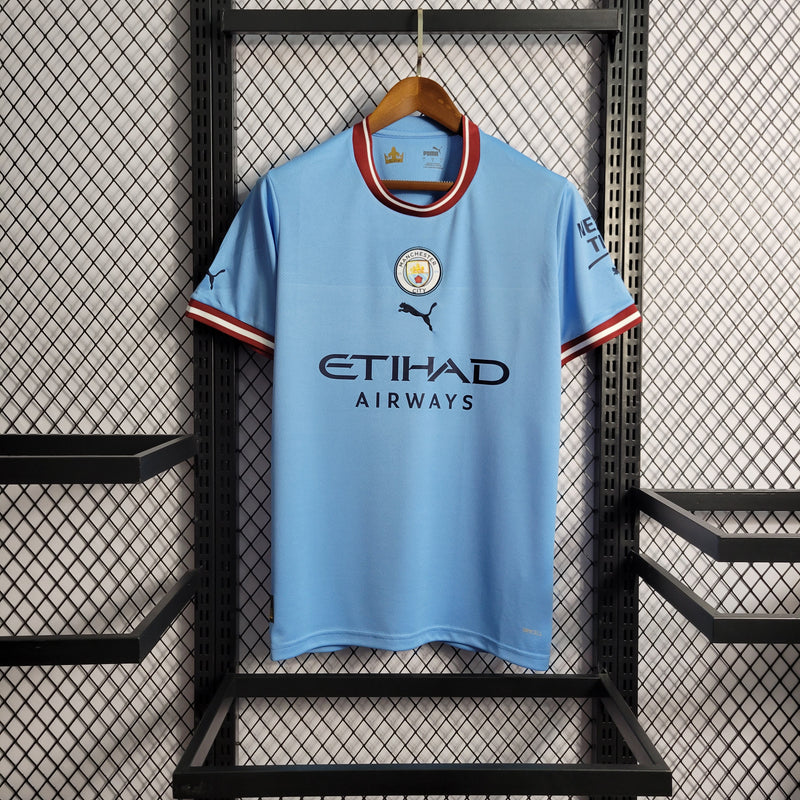 Camisa Manchester City Home 22/23 s/n° Torcedor Puma Masculina - Azul+Vermelho